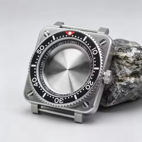 Mod Square Silver Men Watch Case 316 Stainless Steel Watch Sapphire Glass Compatible NH34 NH35 NH36 