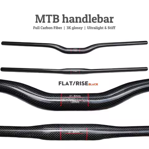 Newest 3K Glossy Full Carbon Downhill MTB Handlebar 31.8mm 600-780mm Flat/Riser Bar Boost Ultralight