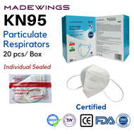 Local Ready Stock MADEWINGS KN95 Face Mask, Disposable 5-Ply N95 grade Respirator Adult Anti-fog PM2.5 BFE&gt;99% PFE &gt; 95% Face Masks Adult Fastest Shipping
