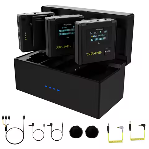 7RYMS iRay DW30 2.4G Wireless Microphone With Charging Box For mobile Canon Nikon Sony Dslr Camera,