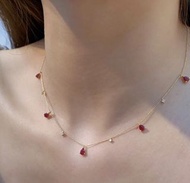 Ruby diamond au750 yellow gold necklace 18k黃金紅寶石鑽石項鍊