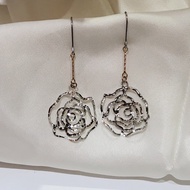 Xiaoxiangfeng Camellia Style Italy 14K Gold Two-Color Hook Earrings 24 Hours Shipping Let You Receiv
