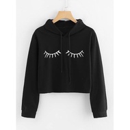 HITAM Korean CROP HOODIE ALL SIZE M L XL 2XL 3XL 4XL 5XL 6XL HOODIE WOMEN BIG SIZE HOODIE BLACK EYES