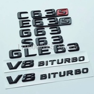 2015 Matte Black Letters C63 E63 G63 S63 GLE63 V8 Biturbo S Badge Emblem for Mercedes Benz AMG Coupe