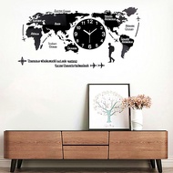 3D World แผนที่นาฬิกาแขวนผนังอะคริลิค Creative Living Room Wall CLOCK 1.2 M นาฬิกาบ้าน Simple Wall น