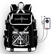 Japan Anime SAO Sword Art Online Anime USB Port Backpack Bag Kids School Book Students Outdoor Shoulder Bag Rucksack Laptop