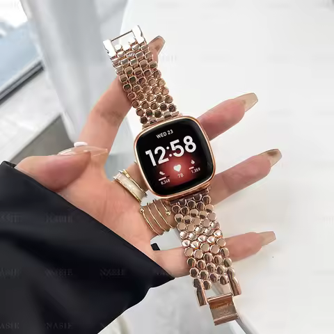 Fashion Octagon Stainless Steel Strap for Fitbit Versa 2 Lite Sense Band Wristbands For Fitbit Versa