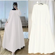 (Langsung Kirim) gamis putih dewasa jumbo // gamis crincle airflow jumbo LD 120 // gamis crinkle air