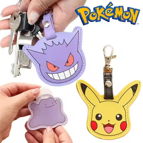 Kawaii Pokemon Access Card Holder Cartoon Gengar Keychain Pendant Cute Pikachu Access Card Key Case 