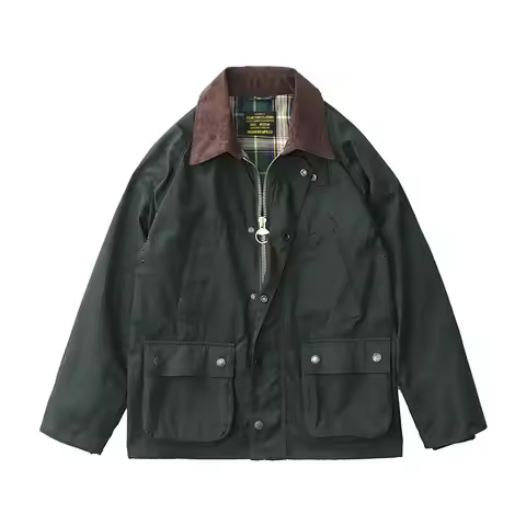 Men's new workwear wax jacket Ami khaki American retro corduroy lapel jacket