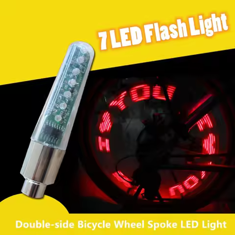 Bicycle Wheel Spoke LED Light Lamp Cycle Tyre Tire Wheel Valve 7 Flash Light with Bright Bike Words 