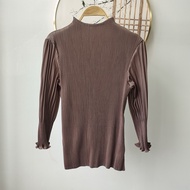 2625 Bell Sleeve Top T-Shirt Sanzhai Casual All-Match Pleated Super Sweet Fresh [Can Match the Ski