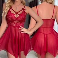 Sexy Hot Women's Pajamas Erotic Lingerie Mini Nightgown Lace Strap Perspective Sleepwear Set Fantezi Baby Doll Sex Underwear