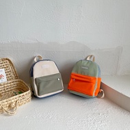 Korean Version Kindergarten Backpack Simple Lightweight 3-6 Years Old Kids Canvas Contrast Color Sma