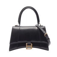 【二手】巴黎世家 (Balenciaga )手提包 Hourglass 小號 2WAY 593546 黑色皮革 Hourglass 小號 女士二手 A