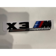 BMW X3 M Competition Emblem Logo Wording Metal Gloss Black | BMW X3M Competition emblem logo