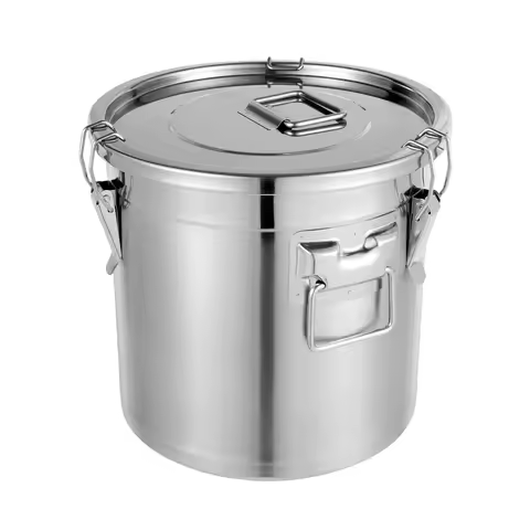 21/33L Stainless Steel Storage Bucket with Lid & Handles,Food Grade 304 Airtight Container for Kitch
