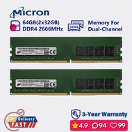 ไมครอน16Gb 32Gb 64Gb 2666Mhz Ddr4 Dual Channel หน่วยความจำสำหรับเดสก์ท็อป Dimm 21333u RAM Pc4