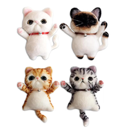 Needle Felting Kit - Felting Kit for Beginners Adult4 Pcs DIY Cat Brooch Wool Felting Set Kit with I