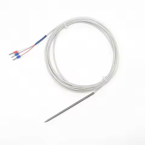 Pt100 Class A Temperature Sensor 3mm * 100mm Needle Tip 3 Wire Shielded Cable 1.5m / 3 Meter Food Gr