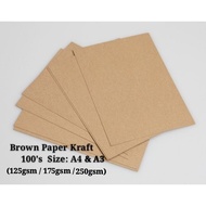 Brown Paper Craft / Kertas Kraft 100's Size A4 & A3 (125gsm / 175gsm / 250gsm)