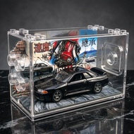 Diorama custom Display Case Diecast 1:64 - JDM Legend Skyline Theme | Black Toy Car Diorama With Jap