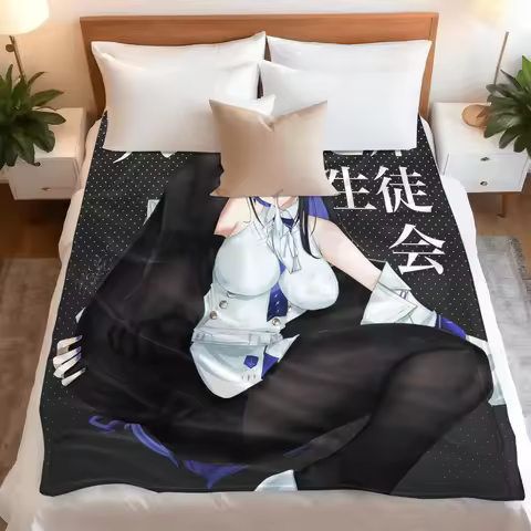 Blue Archive Inspired Flannel Blanket - Double-Sided Soft Fleece, Anime Style Digital Printing