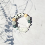 LUKA  經典灰 奶嘴鍊夾 / 客製化奶嘴鏈 可套香草奶嘴27cm