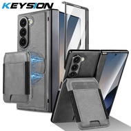 KEYSION เคสโทรศัพท์หนัง PU สำหรับ Samsung Galaxy Z Fold 7 6 5 4 3กันกระแทกพร้อมกระเป๋ากระเป๋าเก็บบัต