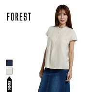 Forest Baju Perempuan | Forest Ladies Mandarin Collar Cotton Linen Blouse - 822528