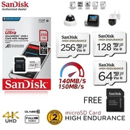 SanDisk High Endurance V30 U3 Class 10 microSD with Adapter for CCTV / Dashcam 128GB/256GB/512GB)