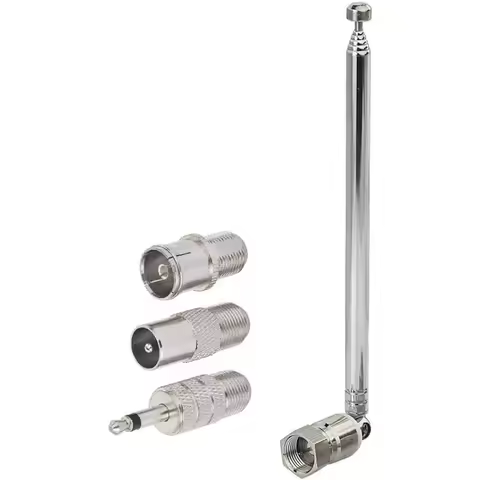 FM Antenna Telescopic Radio Antenna with Adapter 75 Unbal F Type Connector for TV AM FM Radio Stereo