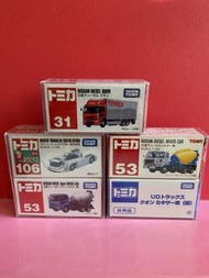 Tomica#31 Nissan Diesel Quon/#106 Komatsu Towbarless Tractor WZ4000/#53 Dirsel Mixer Car/#53 Diesel 