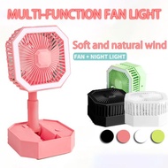 Mini Fan LED Light Desk Folding Portable Adjustable Cooling Fan Desktop USB Rechargeable Electric Table Fan