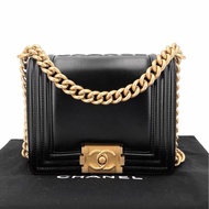 請先確認有貨再拍🩷 Chanel 22c 黑金 leboy mini 芯片 黑金鍊條 牛皮 光面