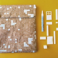 南非手工再生紙防潑水超輕量12吋平板筆電包-白格子(28*19*1.3cm)