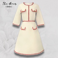 เดรสทวิตแขนยาวแต่งขอบเปีย The Alner Women Clothing Dress ผู้หญิง เสื้อผ้า