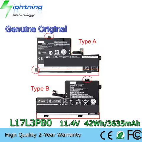 Genuine L17L3PB0 L17M3PB0 11.4V/11.25V 42Wh Notebook Battery for Lenovo Chromebook 100E 300E 500E Wi
