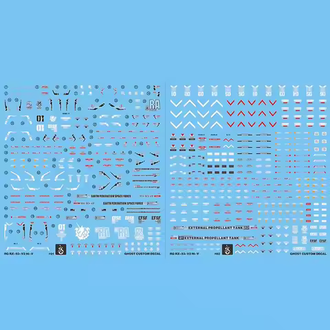 Model Decal for 1/144 RG RX-93-V2 HI-V Model Kits Ghost Custom Fluorescent Color Water Stickers for 