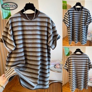 M-4XL Korean Striped Oversize Tee Women Plus Size Short Sleeve Tshirt