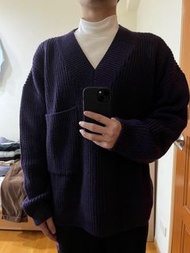 (全新) MONKEY TIME / 針織V領毛衣 寬短 紫色 M號 日系 OVERSIZE 男女可穿