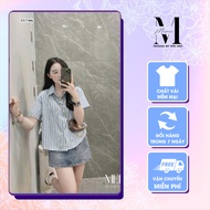 Women's basic vertical striped shirt, loose form, airy, elegant vintage style Meistore 68 A17406