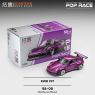 Xcartoys&POPRACE 1/64 NEW Porsche RWB 997 Diecast Car Model Alloy Simulation Collection Toy Gift For