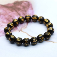 พร้อมส่ง สร้อยข้อมือ ประคำหิน ลงอักขระ แท้ อักษร บทสวดทิเบต ความยาว 16-18 เซน  กำไลข้อมือ กำไลมงคลนำ