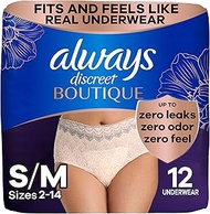 Always Discreet Boutique High-Rise Incontinence Underwear Size S/M Maximum Rosy, 12 Count Peach