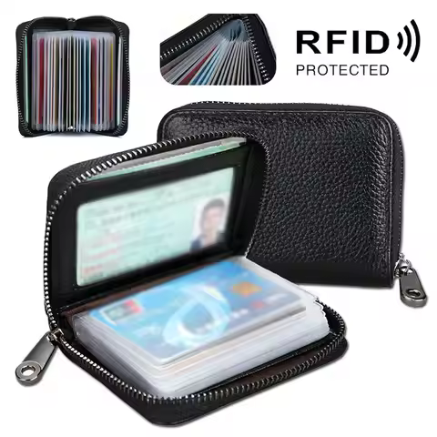 Mini Leather 22 card Wallet Business Case Purse Credit Card Holder RFID Blocking large capacity card