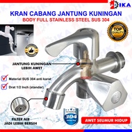 Kran Cabang Shower 1/2" Besi Engkol Keran Air Nikel Double Dobel