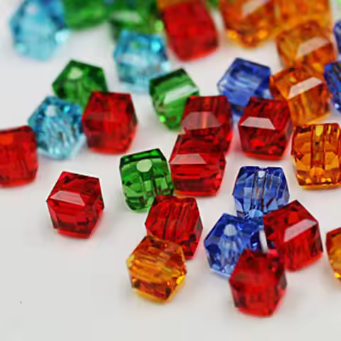 20pcs High Quality Square Austrian Crystal Beads Transparent Loose Beads Color Square Glass Ball 6x6