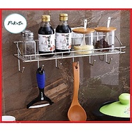 Kệ Dán Tường Đựng Vật Dụng Nhà Bếp , Nhà Tắm Có 6 Móc Treo PaKaSa - Hàng Chính Hãng