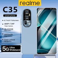 โทรศัพท์ Realma C35 โทรศัพท์ถูกๆ โปรโมชั่นใหม่ สมาร์ทโฟน 4G/5G รองรับ 2 ซิม โทรศัพท์มือถือ 6.7 นิ้ว (Ram16G + Rom512G) สมาร์ทโฟน HD พิกเซลสูงมาก กล้องหน้า เหมาะสำหรับ Facebook Line Youtube ใช้งานได้เร็ว โทรศัพท์ราคาถูกๆ พร้อมส่งในไทย